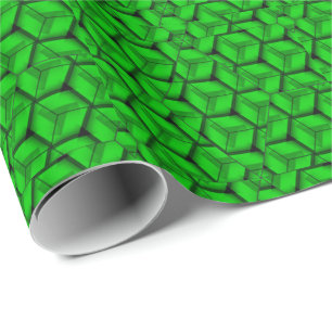 Cadeau Superbe papier d'enveloppement géométrique vert