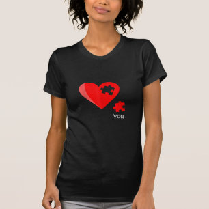 Cadeau T-shirt Saint-Valentin Puzzle Cœur Pièce Ma