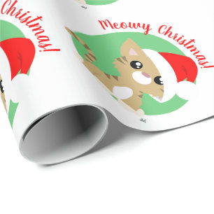 Cadeau Tan Meowy Christmas Kitty Wrapper Papier