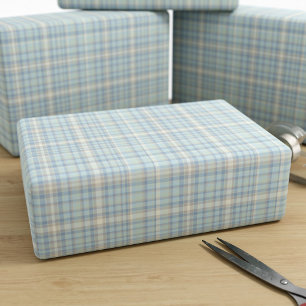 Cadeau Tartan Plaid Figarations bleues Papier d'enveloppe