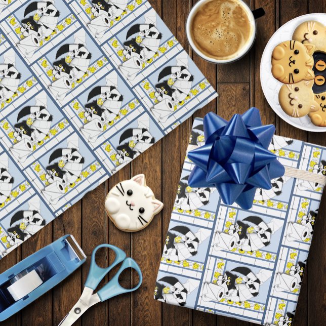 Cadeau Toilette de chat Papier bleu Jaune (Créateur téléchargé)