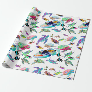 Cadeau Tortues de mer et papier d'enveloppement de poisso