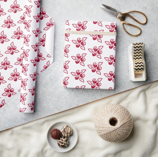 Cadeau Trois Roses Rouges, Papier Enveloppant Abstrait (Artisanat)