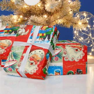 Cadeau Un Papier D'Enveloppement De Noël Très Vintage