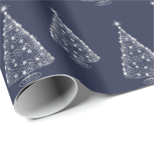 Cadeau Vacances Noël Papier à envelopper Arbre Argent M