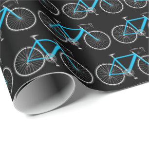 Cadeau vélo aqua sur papier d'emballage noir