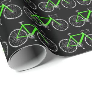 Cadeau Vélo Vert Sur Papier À Enveloppement Noir