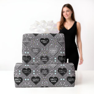 Cadeau Véritable papier d'emballage gris amour