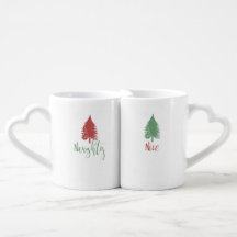 Cadeau vilain et Nice de tasses de Noël réglé -