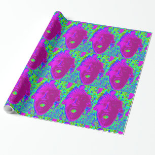 Cadeau visage violet sur papier vert