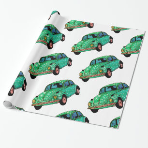 Cadeau Voiture hippie verte Mandala papier enveloppant