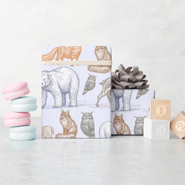 Cadeau Woodland Créatures Rustic Holiday Wrapper Papier (Baby Shower)