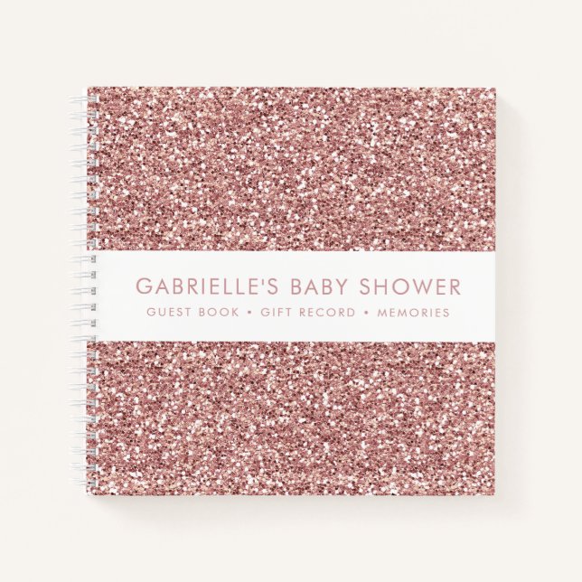 Cadeaux de Baby Shower Pailletés Rose + Livre d'or (Devant)