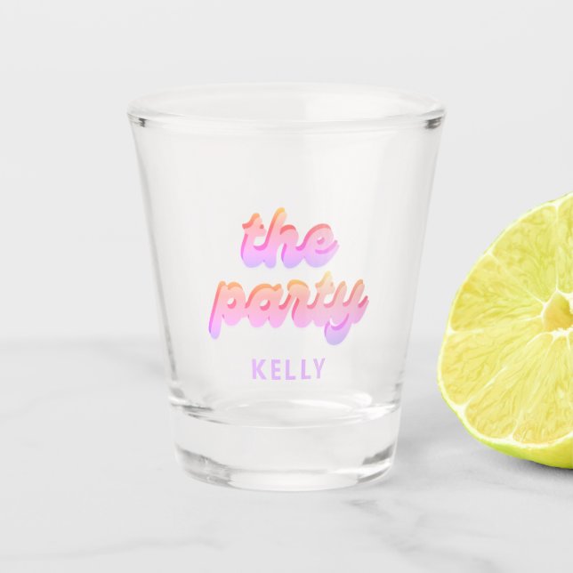 Cadeaux de Bachelorette 'La Fête' rétro Verre à sh (Devant)