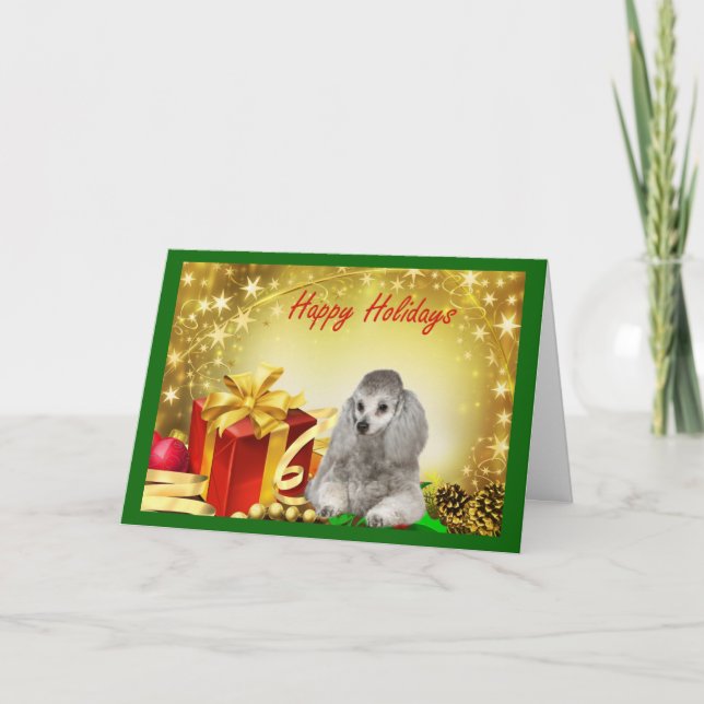 Cadeaux de carte de Noël de caniche (Devant)