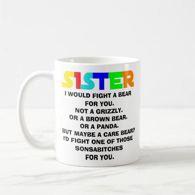 Cadeaux de soeurs, drôle de cadeau de soeur, tasse (Gauche)