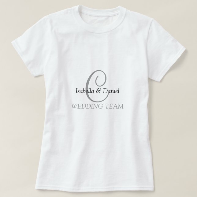 Cadeaux de t-shirt mariage Monogram (Design devant)