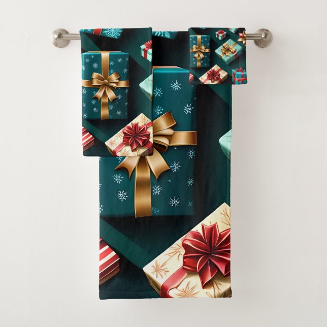 Cadeaux de Vacances Enveloppement élégant Or Bleu  (En situation)