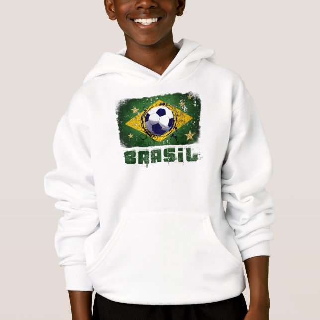 Cadeaux grunges de drapeau du football du Brésil (Devant)