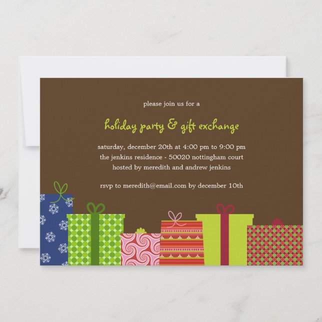 Cadeaux joyeux Invitation Fête de Noël - Brown (Devant)