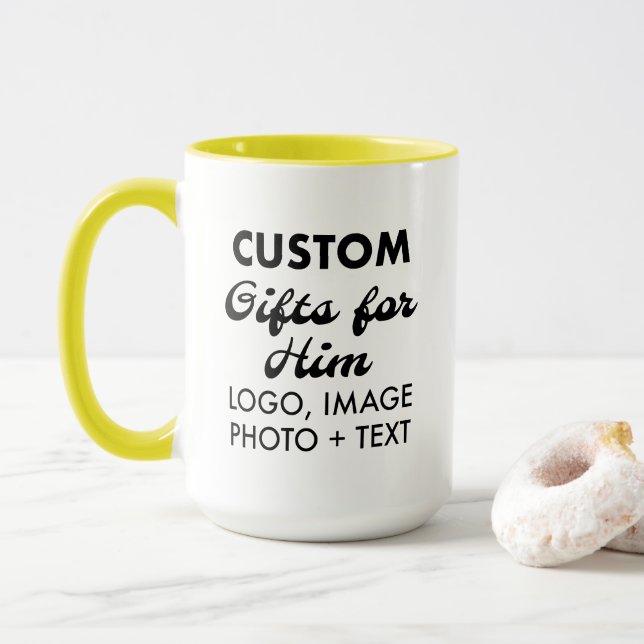 Cadeaux personnalisés pour lui Jaune Combo Mug 15o (Avec donut)