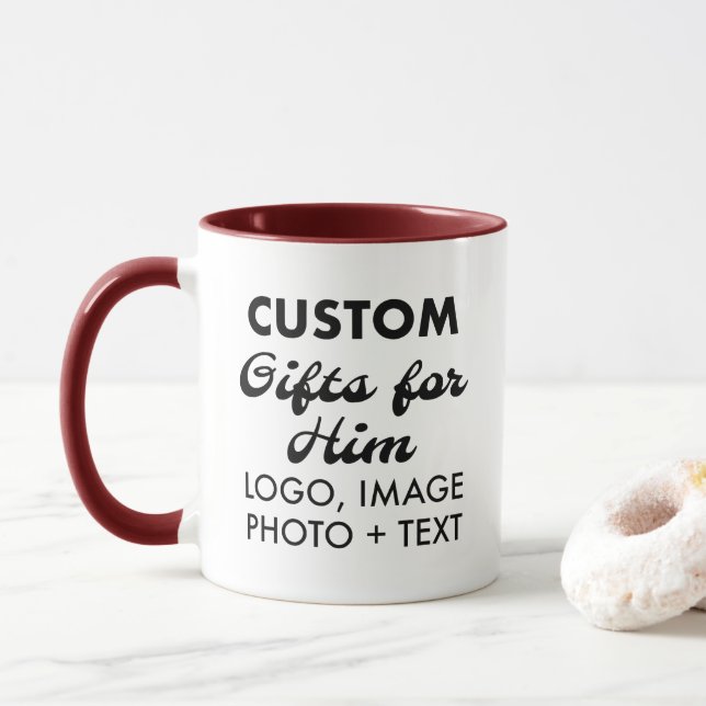 Cadeaux personnalisés pour lui Maroon Combo Mug 11 (Avec donut)