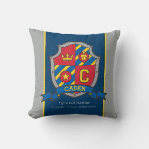 Caden name meaning shield red blue pillow