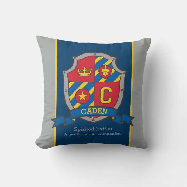 Caden name meaning shield red blue pillow (Front)