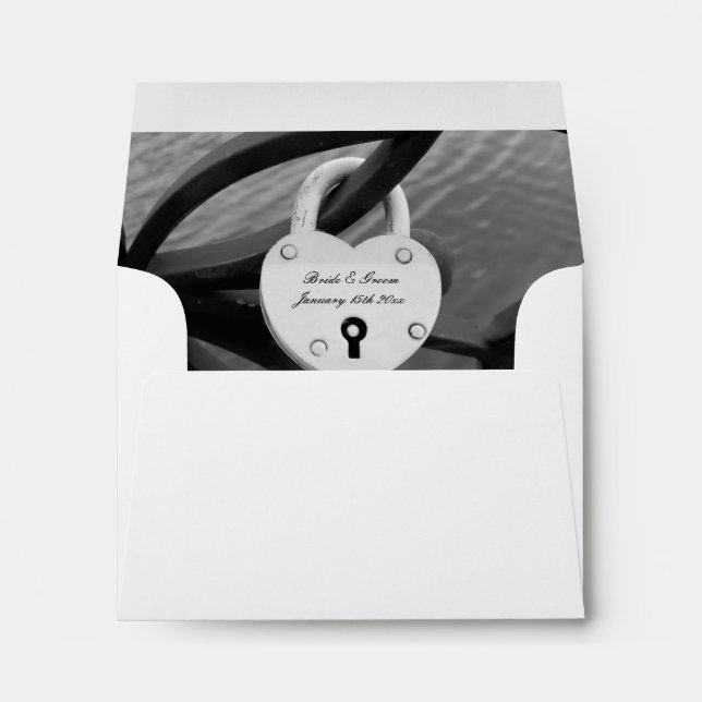 Cadenas de coeur photo enveloppes de mariage perso (Dos (Bas))