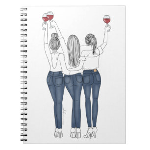 Caderno Desenho Amigas com Vinho Notebook