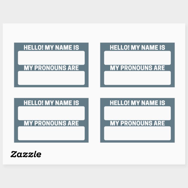 Cadet Blue Name & Pronoun Labels (Sheet)