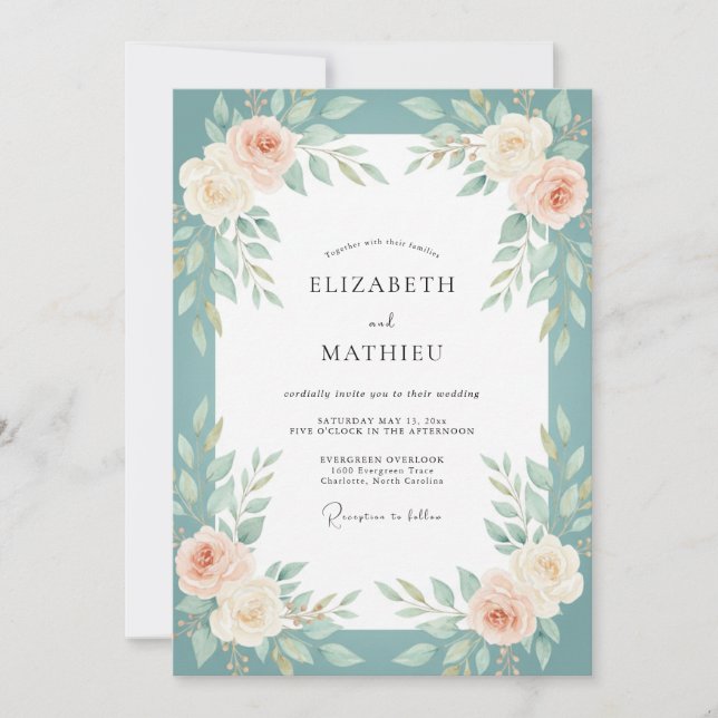 Cadet Blush Painted Wedding Invitation (Front)