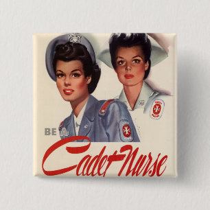 Cadet Nurse 2 Inch Square Button