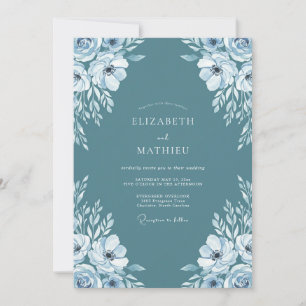 Cadet White Poppy Wedding Invitation