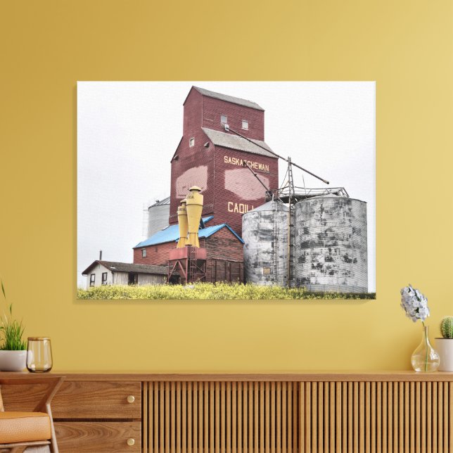 Cadillac Grain Elevator Canvas Print (Insitu(LivingRoom))