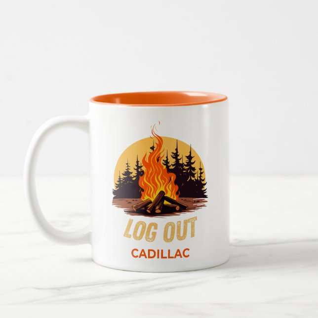 Cadillac Michigan Campfire Two-Tone Coffee Mug (Left)