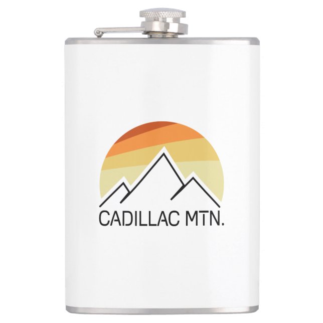 Cadillac Mountain Retro Hip Flask (Front)