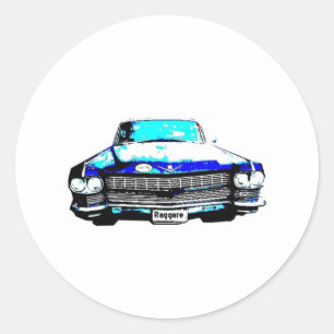 cadillac raggare car classic round sticker