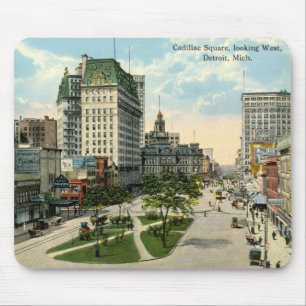 Cadillac Square, Detroit Michigan, 1915 Vintage Mouse Pad