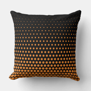 Cadmium Orange Polka Dot Modern Black Throw Pillow
