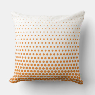Cadmium Orange Polka Dot Modern White Throw Pillow