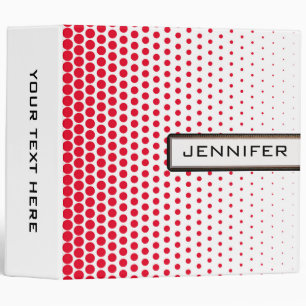 Cadmium Red Polka Dot Elegant Modern White Binder