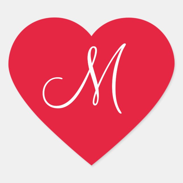 Cadmium Red Your Own Monogrammed Weddings Heart Sticker (Front)