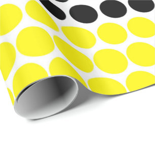 Cadmium Yellow and Black Polka Dot Wrapping Paper