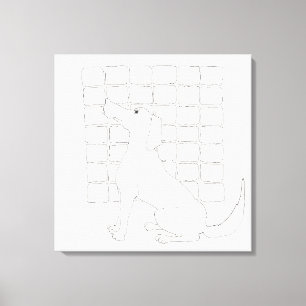 Cador Dog with Squares Original Drawing Canvas