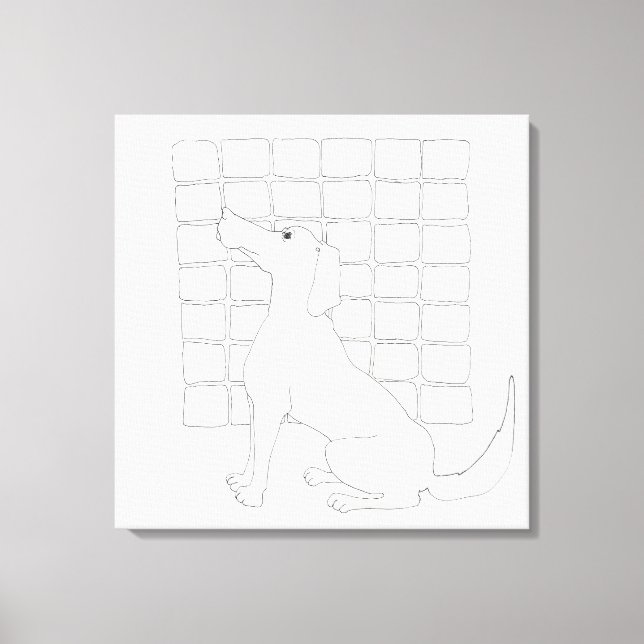 Cador Dog with Squares Original Drawing Canvas (Front)