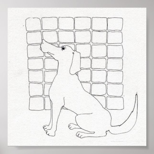 Cador Dog with Squares Original Drawing Poster (Front)