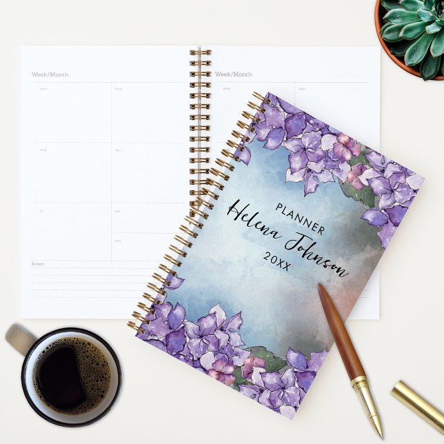 Cadre aquarelle bohème Hortensia lavande violet  (Créateur téléchargé)
