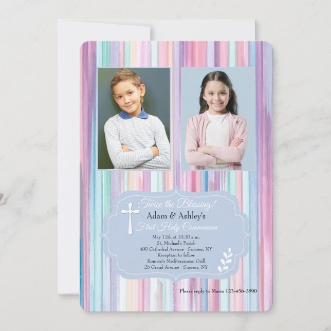 Cadre aquarelle Invitation religieuse (Devant)