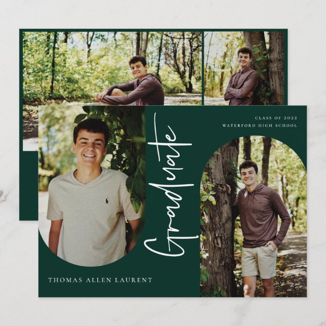 Cadre Arché Diplômé Scripté 4 Photo Invitation (Devant / Derrière)